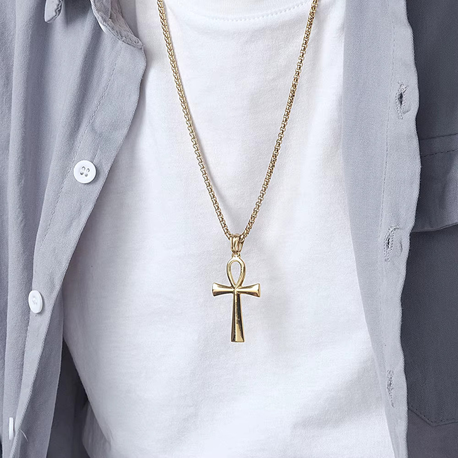 TOGA PULLA Halskette Edelstahl, Ankh Kreuz Anhänger, Unisex, Vintage - Bild 2