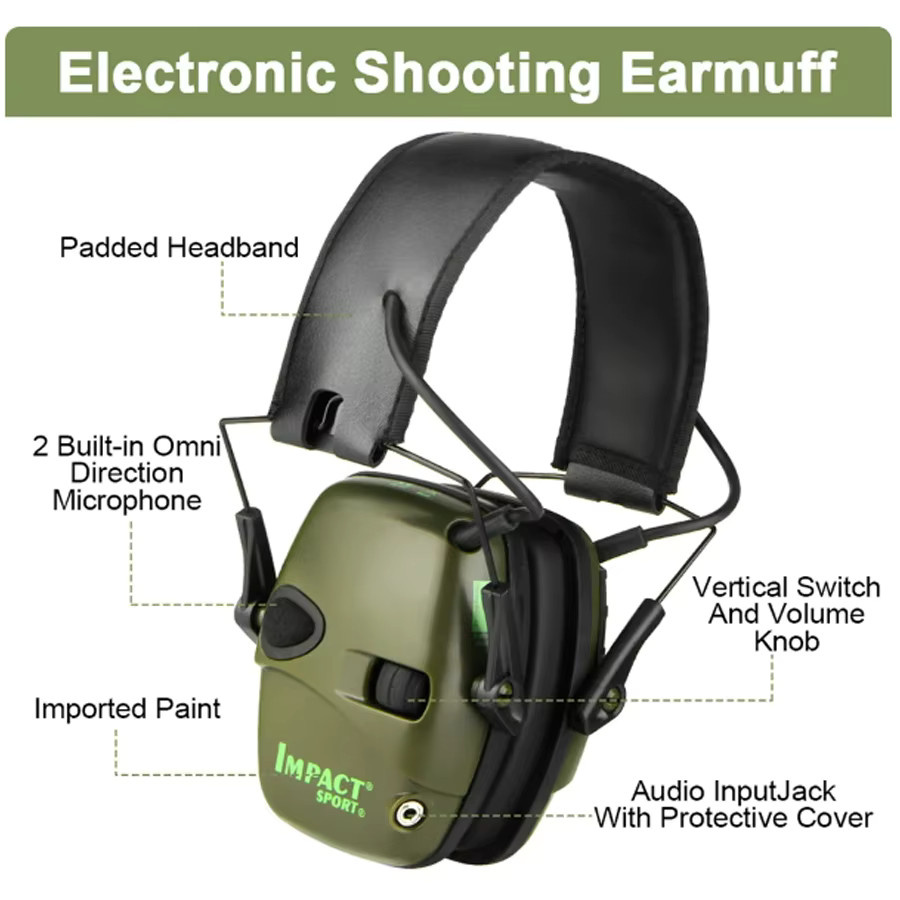 Howard Leight Impact Sport Elektronischer Dämpfer Ohrenschützer für Sport Shooting und Outdoor in Grün - Bild 3