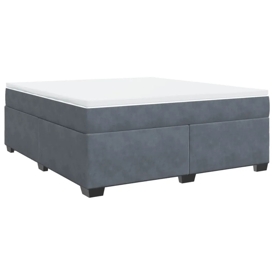 vidaXL Boxspringbett mit Matratze Hybrid-Design aus Samt in Dunkelgrau, B/T: 180 x 200 cm - Bild 2