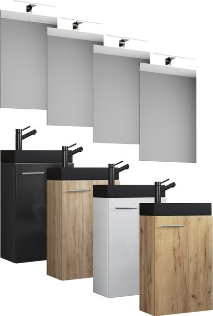 VCM Badezimmer Set Slito SP-BL 3-teilig bestehend aus Spiegelschrank, Waschbecken und Waschbeckenunterschrank für das Gäste WC - Bild 1