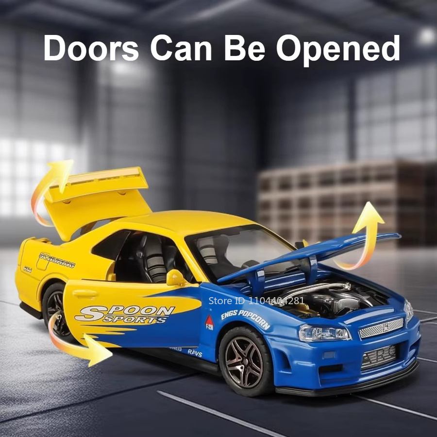 RMZ city GTR R34 R35 Modellautos, 1:32, Metall, mit Licht und Sound - Bild 3