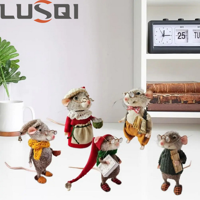 LUSQI Bastelset Wollfilz Maus als Weihnachtsbaum Ornament für kreative Weihnachtsgeschenke - Bild 1
