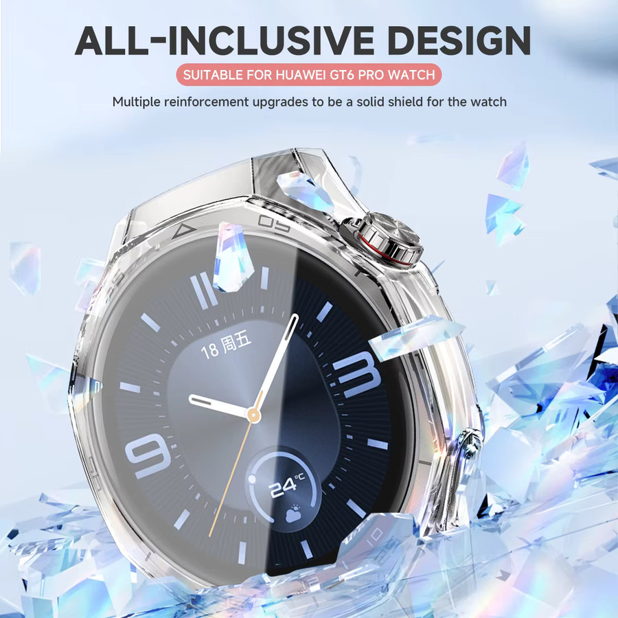 Schutzhülle für Huawei Uhr GT 6 pro 46mm, TPU, Schwarz, transparent - Bild 2