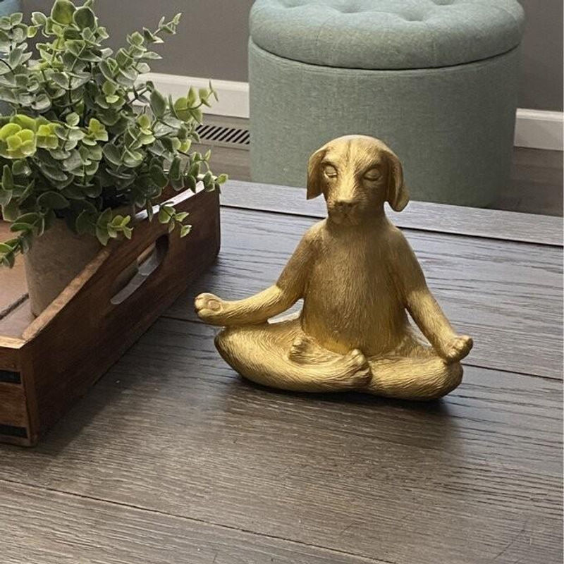 Dekorative Yoga-Hund Figur aus Kunstharz in Gold von NobleRot für moderne Innenräume - Bild 5