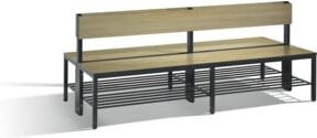 C+P Sitzbank Basic Plus doppelseitig mit Rückenlehne und Schuhrost, Dekor Eiche Sereno, Gestell Schwarzgrau, H: 79,6 cm, B: 196,0 cm, T: 76,0 cm - Bild 1