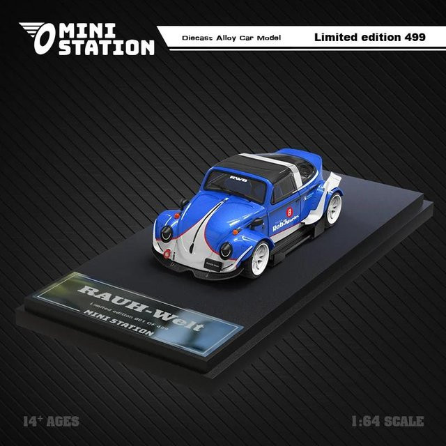 Linyi toy car Mini-Station Rwb-Targa Bluewhite, Diecast Modellauto, 1:64, ab 14 Jahren - Bild 1
