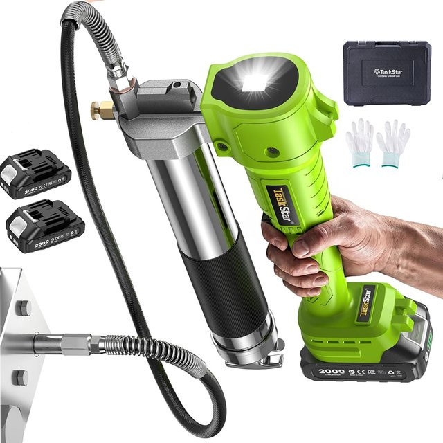 TaskStar Bürstenlose elektrische Fettpresse mit 10000 PSI und 1m flexiblem Schlauch, kabelloses Schmierkit für Makita 18V Akku, Farbe: Grün - Bild 1