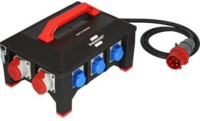 Brennenstuhl Professional Gummi-Stromverteiler BSV 5 Schwarz, 1x CEE 32A + 2x 16A, 6x 230V, IP44, 2m Kabel - Bild 1