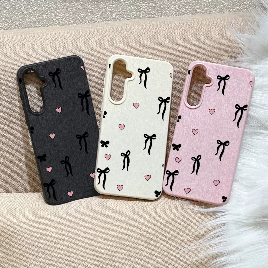 Handyhülle für Samsung Galaxy S26 S25 S24 S23 Ultra S24 FE A57 A56 A55 A54 A53 5G A07 A06 A15 4G mit Schleifen und Herzen im Mädchen-Stil, Schwarz/Mehrfarbig - Bild 3