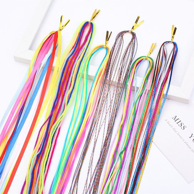 Regenbogen-Haarschnüre zum Flechten, bunte Dreadlock-Bänder und Haargummis mit Goldfaden, Damen und Kinder - Bild 1