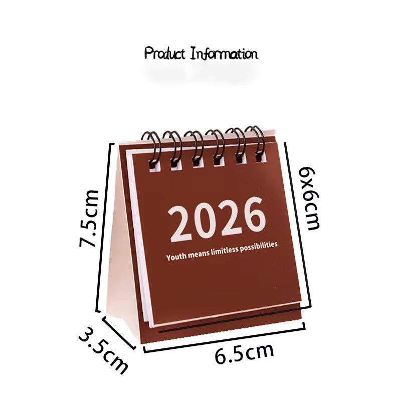 Mini-Einfachkalender 2026 Gelb Kreativer Tischkalender mit Spiralbindung als Desktop-Planer und Büromaterial - Bild 6