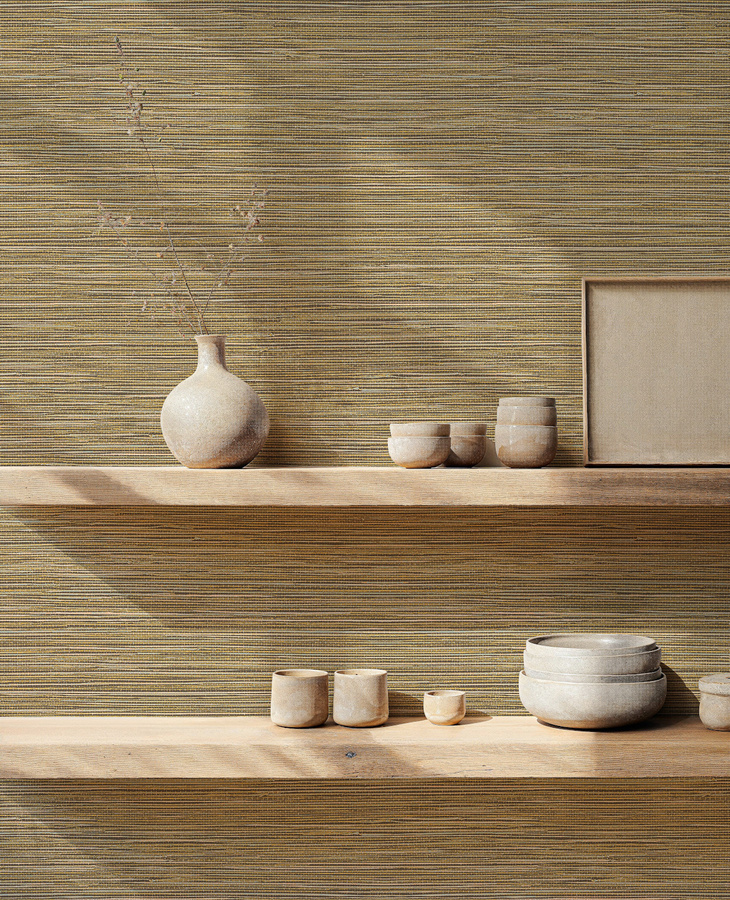 Coordonné Wallpaper Ratán Tapete in Braun und Beige im Boho-Stil aus Vinyl - Bild 1