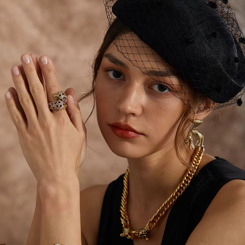 STALAIT Leopardenring, 18 Karat vergoldet, Zirkonia, Unisex - Bild 2