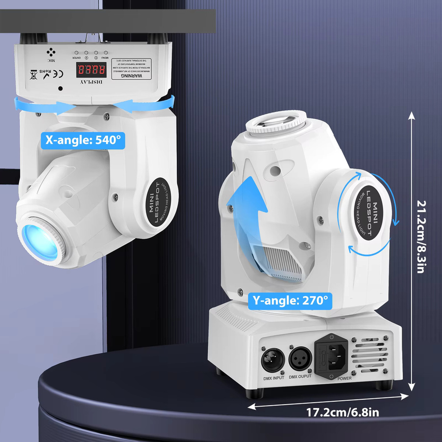 DayFlicker 2er Set Weiße 150W LED Moving Head Effektleuchten mit Fernbedienung und DMX512 für Konzerte und Hochzeiten - Bild 6
