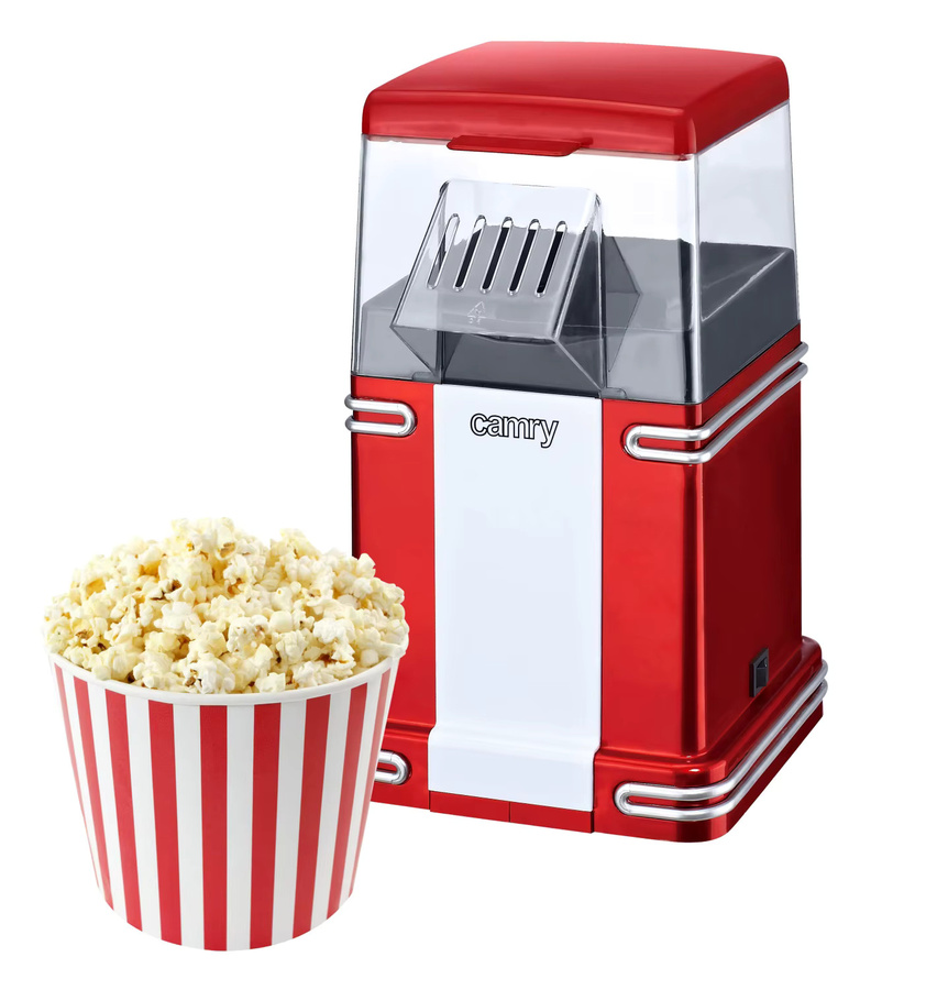 Camry Popcornmaschine mit 1200W Heißluft-Zubereitung in Rot - Bild 2