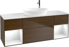 V&B Waschtischunterschrank Finion in Weiß mit Walnuss-Dekor, Breite: 160 cm - Bild 1