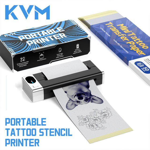 KVM Tragbarer Tattoo-Schablonendrucker, Bluetooth, 1500mAh - Bild 1
