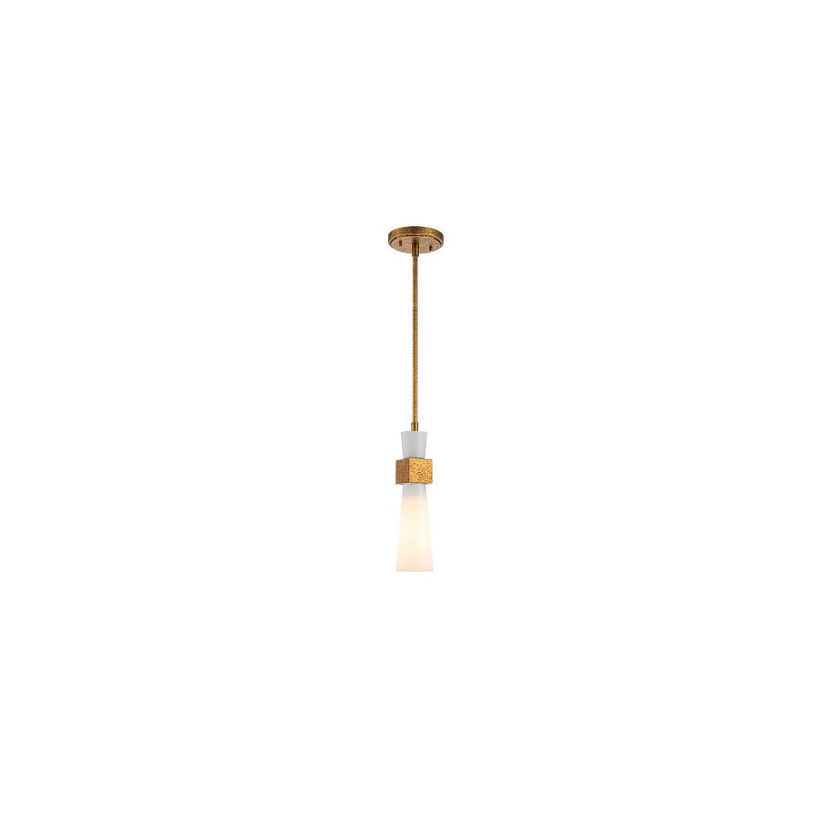 Elstead Lighting Kristy Pendelleuchte in Gold/Messing mit weißem Glasschirm - Bild 1