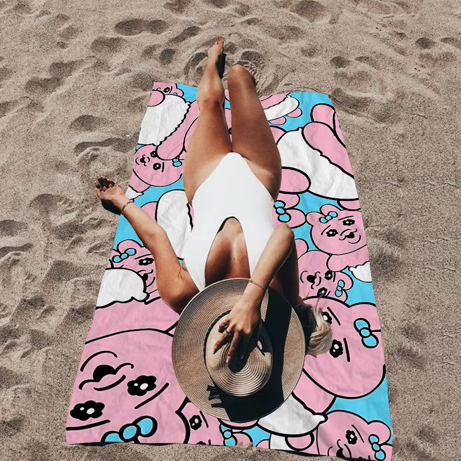 Kawaii O-Opanchu Usagi Strandtuch für Kinder aus saugfähiger Mikrofaser für Pool und Strand - Bild 2