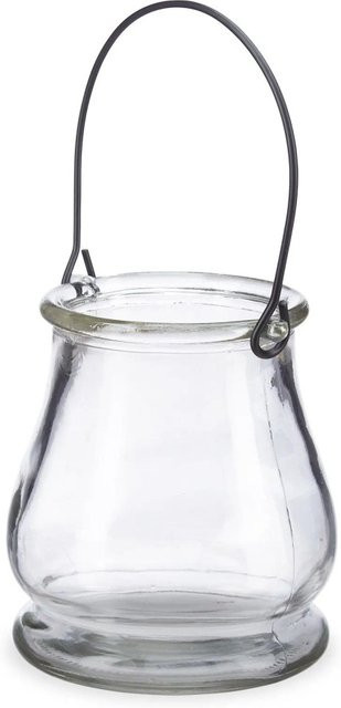 Relaxdays Windlicht aus Glas mit Henkel in transparent, 12er Set, bauchige Form für Teelichter, Höhe: 8,5 cm, Durchmesser: 10 cm - Bild 1