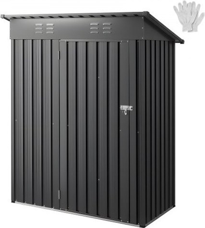 VEVOR Metall Gerätehaus mit abschließbarer Tür und 2 Lüftungsschlitzen, Geräteschuppen für Garten und Terrasse, B/T/H: 153,3 x 87,6 x 181,5 cm