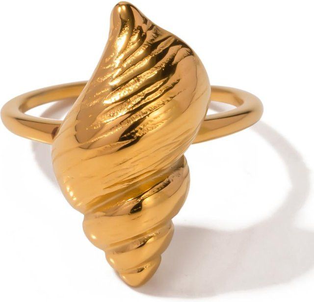 Uworld Edelstahlring, 18K Goldfarbe, Spiralschalendesign, Unisex - Bild 1