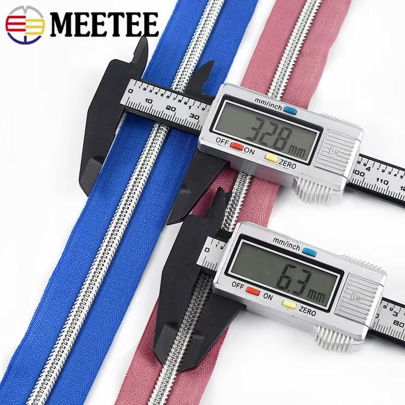 Meetee Nylon-Reißverschlussband Nr. 5 aus Kunststoff für Jacken und Mäntel, DIY-Reparaturset in Weiss, Silber und Multicolour - Bild 2