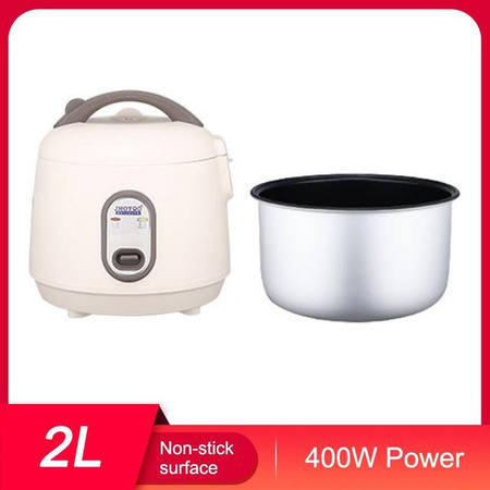 TOMTOP JMS Elektrischer Reiskocher 400 W mit 2 l Volumen in Beige inklusive Messbecher, Reislöffel und Dampfkorb