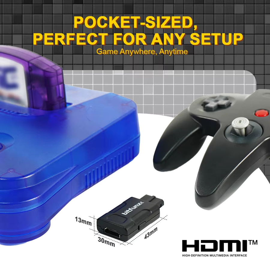 Bitfunx SV Composite AV-zu-HDMI Konverter in Schwarz für N64, SNES, SFC und NGC Spielekonsolen mit 720P und 1080P Unterstützung - Bild 5