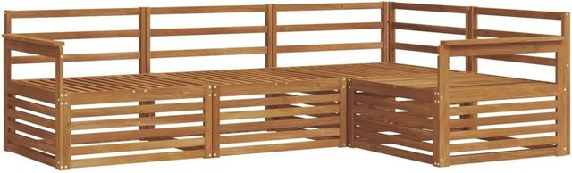 vidaXL Outdoor-Sofagarnitur aus Akazienholz in Braun, 4-teiliges L-Shape Gartenmöbel-Set - Bild 1