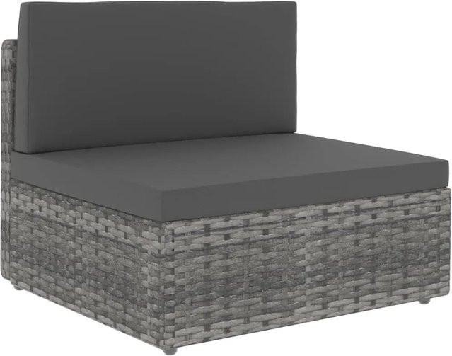 vidaXL Modulares Mittelsofa aus Poly Rattan in Grau mit Stoffpolstern - Bild 1