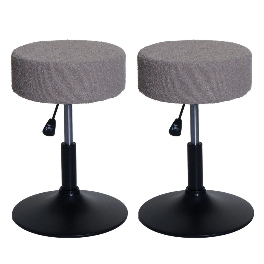 2er-Set MCW Hocker C22 höhenverstellbar und drehbar aus Stoff Bouclé in Beige, Durchmesser: 37 cm - Bild 3