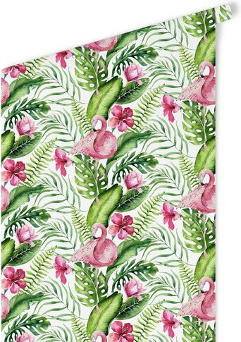 K&L Wall Art Vliestapete Kinder Mädchen Pinker Flamingo, mehrfarbig, matt - Bild 1