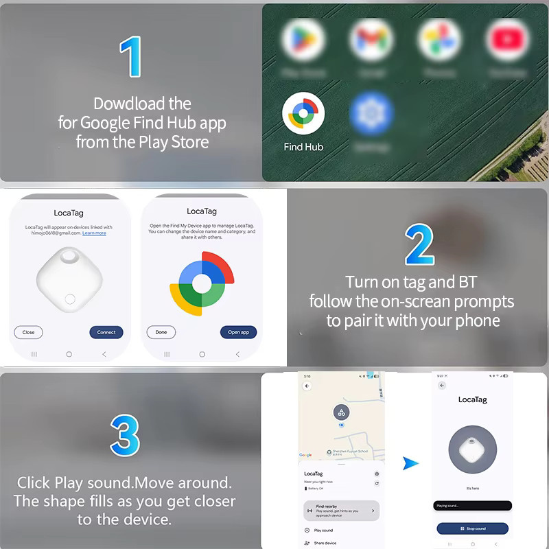 HIMOJO Wiederaufladbarer Positionierungs-Tracker in Schwarz mit USB-C-Anschluss und Google Find My Device Kompatibilität für Android - Bild 6