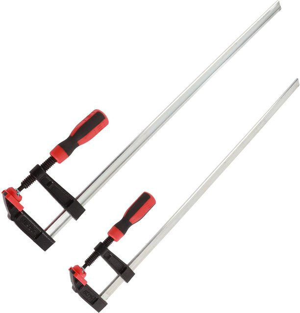 Fishine Hochleistungs-F-Klemmen Set aus Stahl, 2 Stück Schnellschieber Balkenklemmen für Holzbearbeitung und DIY, Farbe: Weiß/Rot, B/H: 80 x 600 mm - Bild 1