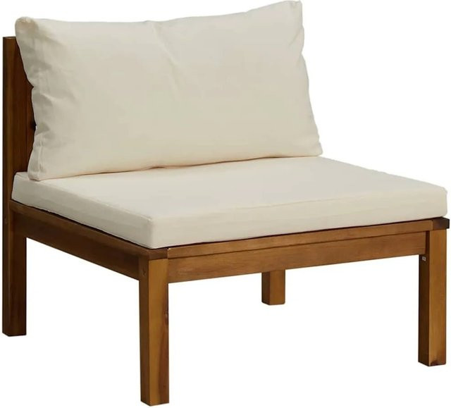 vidaXL Modulares Mittelsofa aus Akazienholz mit cremeweißen Polsterkissen für den Garten - Bild 1