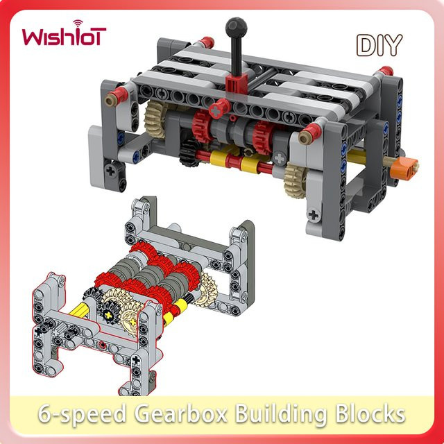 wishiot 6-Gang-Getriebe-Bausteine Set mit Differentialgetriebe und Rückwärtsgang, MOC kompatibles DIY-Spielzeug aus Kunststoff, Multicolor und Grau - Bild 1