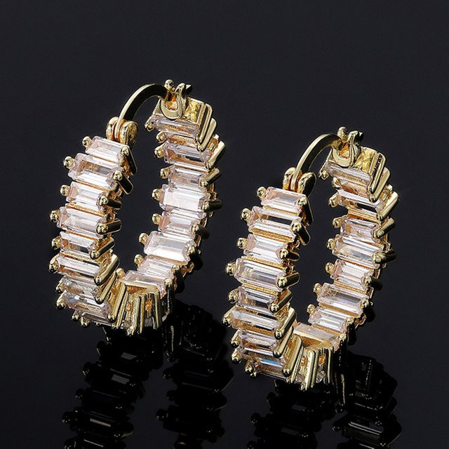 Huitan Creolen, Zirkonia, Gold, Damen - Bild 1