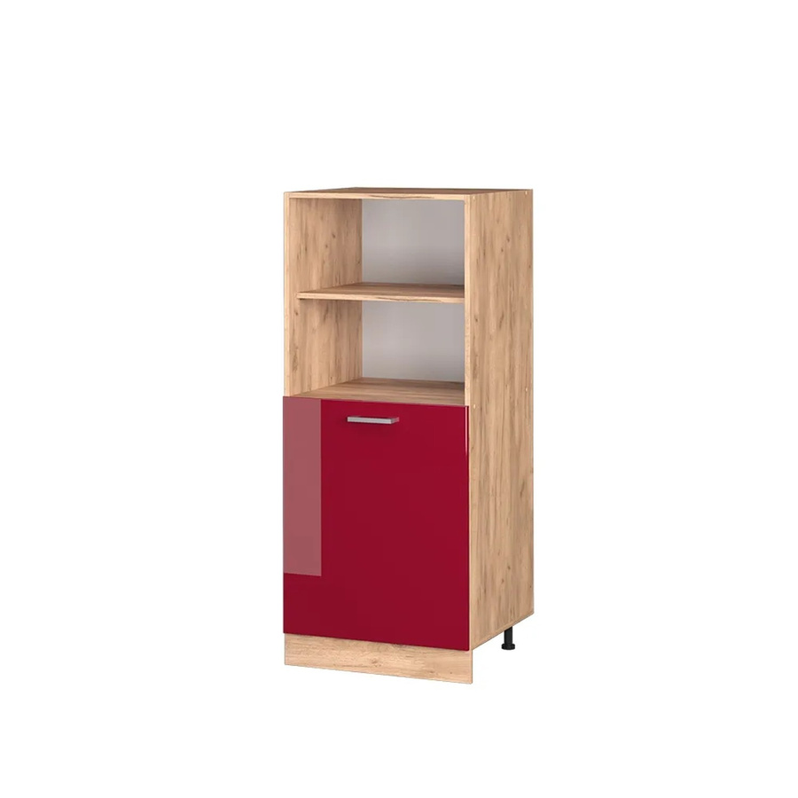 Vicco R-Line Herdbauschrank Küchenschrank in Eiche Bordeaux Hochglanz mit Türen und Regalfächern B/T/H: 60 x 39,73 x 143 cm - Bild 2