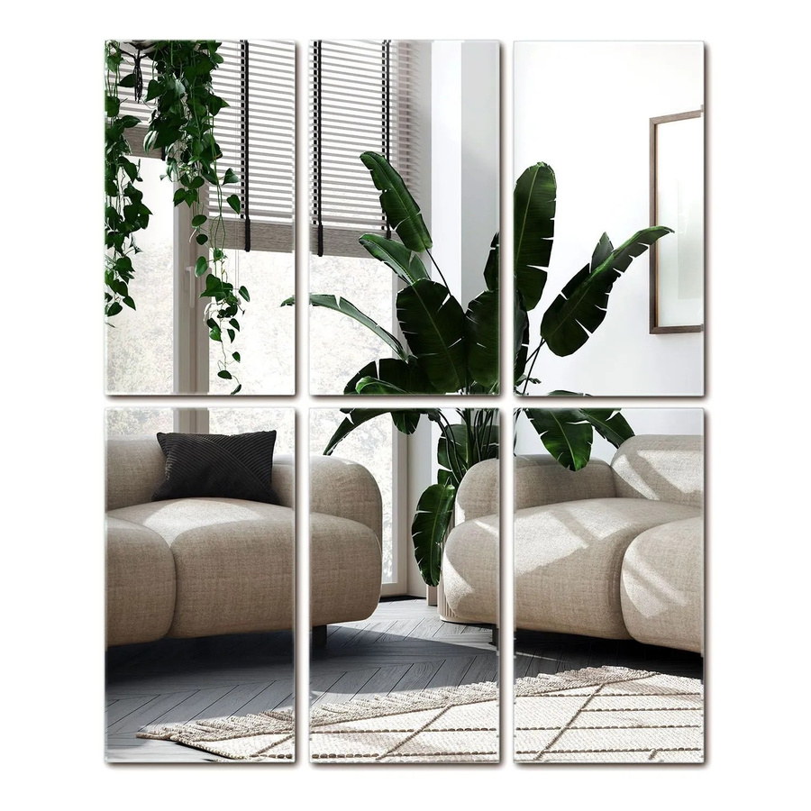 Wallfluent Spiegelfliesen selbstklebend, 6 Stück, rechteckig, transparent, B: 16 cm, H: 30 cm - Bild 2