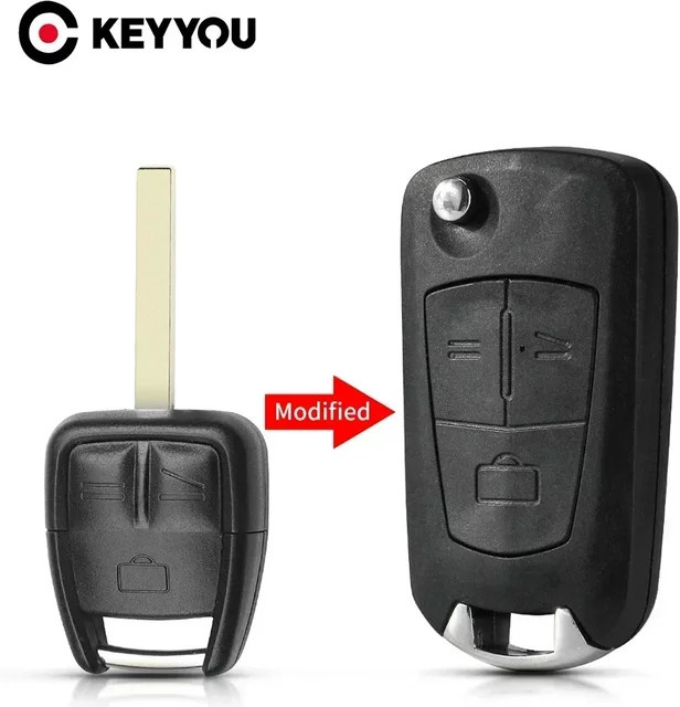 KEYYOU Flip Auto Schlüssel Gehäuse für Vauxhall Opel Astra Zafira Omega Vectra, Farbe: Schwarz - Bild 1