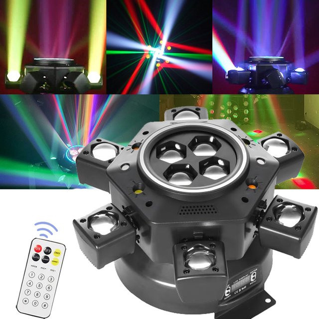 GVT Full Color LED Bee Eye Moving Head mit 6 Armen, RGB Beam Light und Stroboskop-Effekt, Schwarz - Bild 1