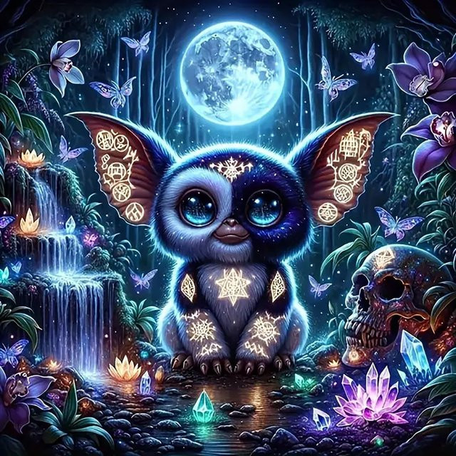 RUOPOTY Halloween Diamantgemälde Totenkopf-Monster DIY-Set mit runden Bohrern und quadratischen Akzenten in Multicolour, B/B/B: 25 x 25 x 25 cm - Bild 1
