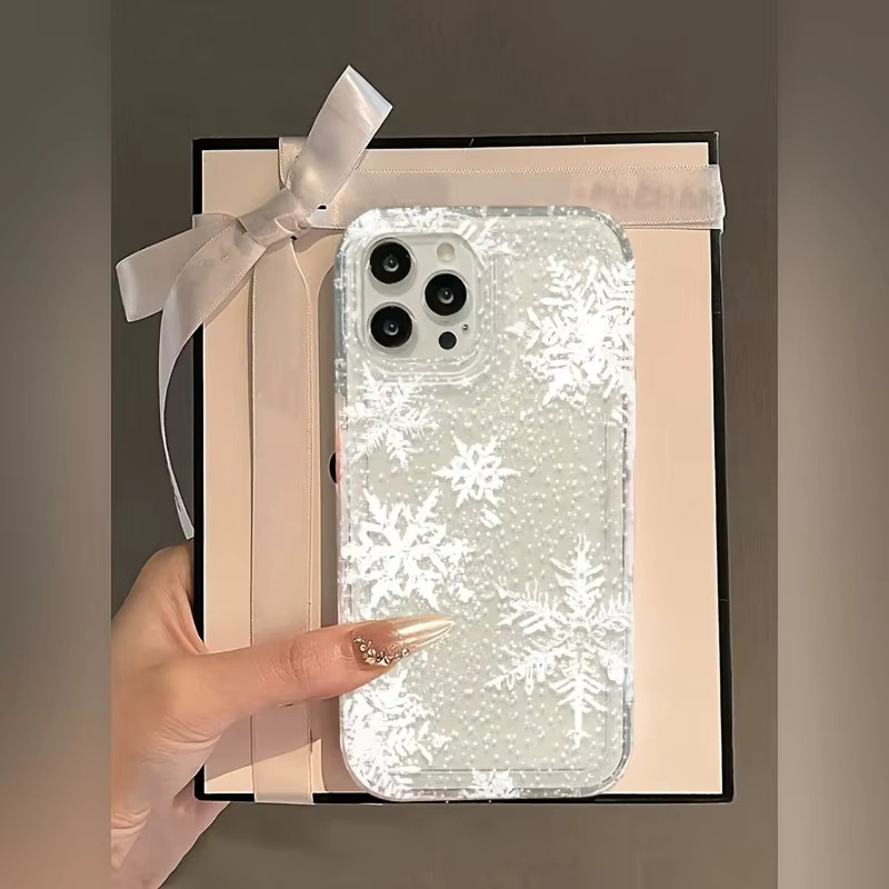 Transparente TPU-Handyhülle mit weißem Schneeflockenmuster für Apple iPhone 17 Pro Max, 16, 15, 14, 13, 12, 11, Xs, Xr, X, 8, 7 - Bild 3