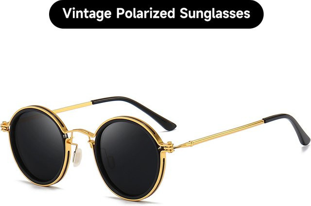 Blanche Michelle Sonnenbrille, Runde Vollrand, Metall, Gold, Herren - Bild 1