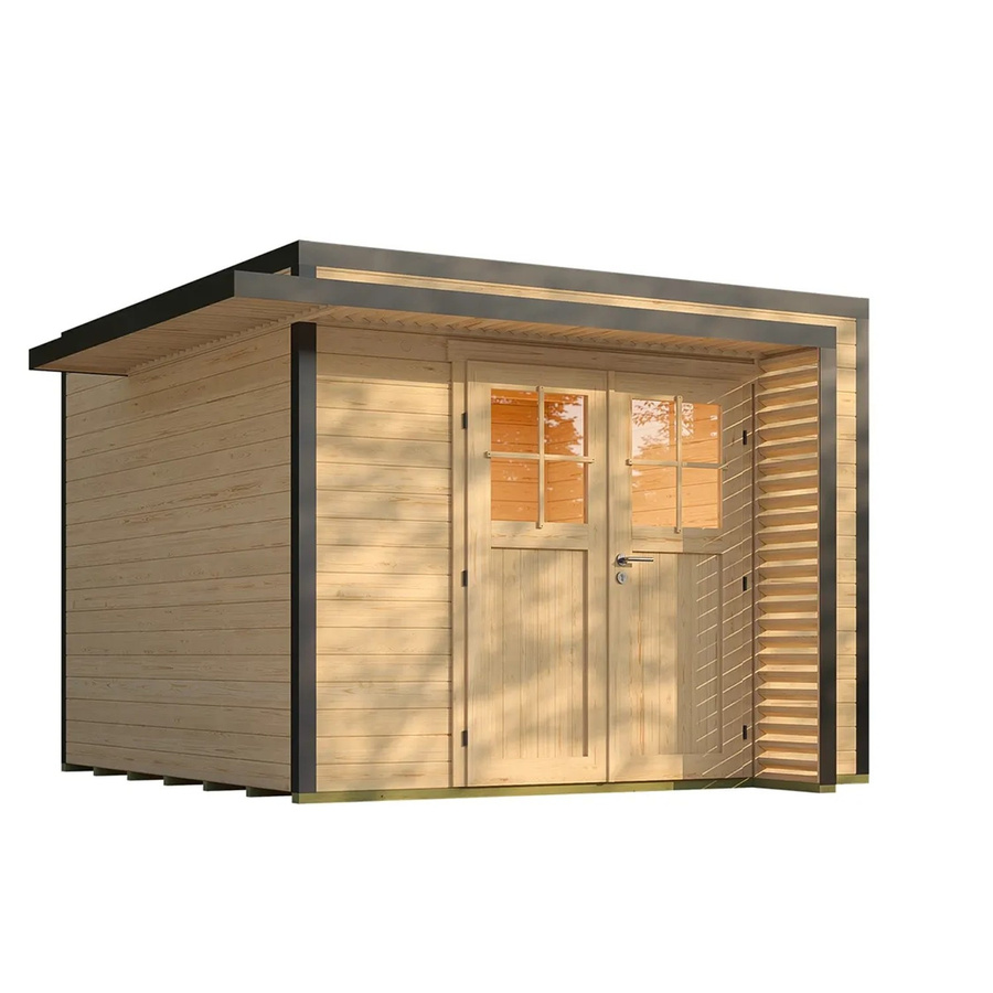 Weka Gartenhaus Amberley mit Doppeltür aus Holz in Braun, Flachdach, B/T: 300 x 300 cm - Bild 2