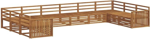 vidaXL Sofagarnitur aus Massivholz Akazie in Natur Braun, 10-teiliges Set im modernen Latten-Design - Bild 1