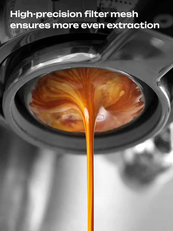 HiBREW V61 58 mm Espresso-Siebträger ohne Boden mit 2-in-1-Doppelauslauf und Filterkorb für H21-Espressomaschinen, Silber - Bild 5
