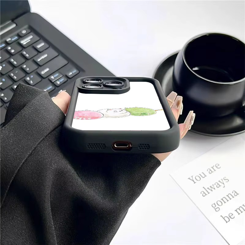 Keramik Handyhülle mit Katzen-Motiv und Anti-Drop-Schutz für iPhone 11 bis iPhone 16 Pro Max in Beige - Bild 2