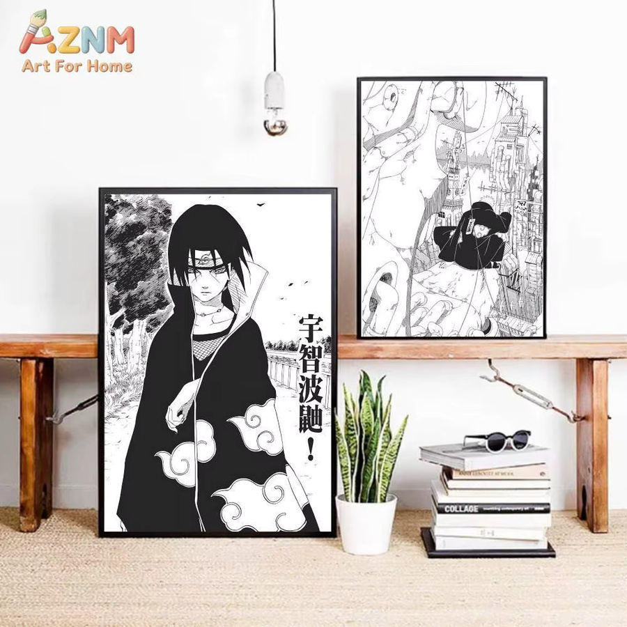 AZNM Naruto Akatsuki Manga Leinwand Wandkunst Kayou Schwarz-Weiß HD-Druck Poster - Bild 4